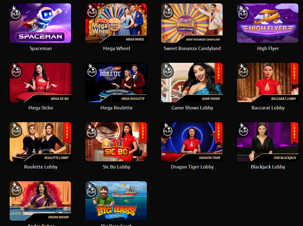 Tampilan antarmuka permainan live casino